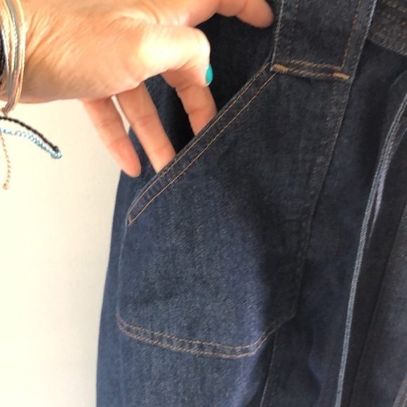 7 For All Mankind Rare Blue Jean Denim Overall Mini Modal Stretch Mini Dress SM - Picture 8 of 16